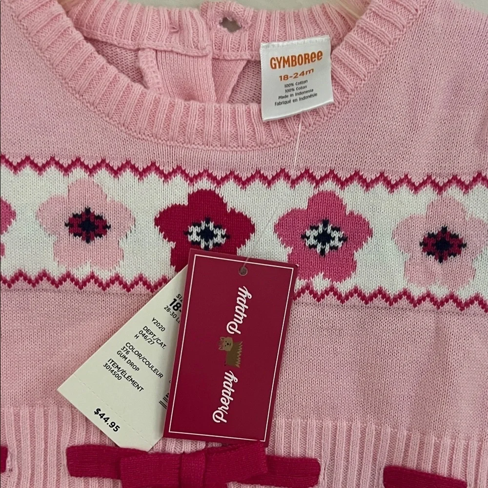 Gymboree Pink Knit Dress with Floral Design